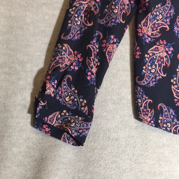 THE LIMITED Classic Paisley Print Easy Care Poly Fabric Navy w/Shades of Pink - Picture 6 of 16
